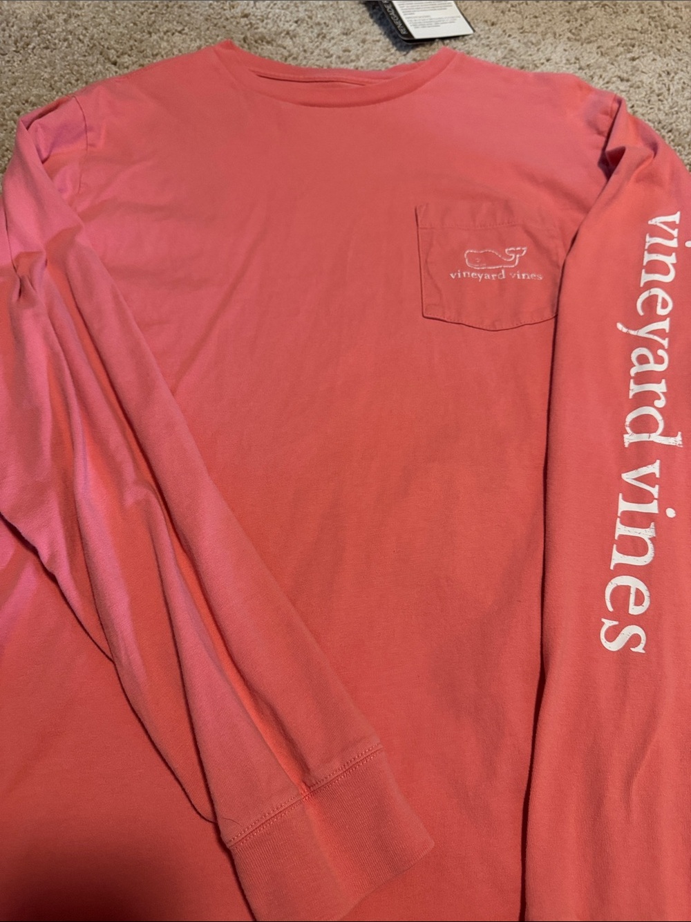 Vineyard Vines Long-Sleeve Pocket Tee in Coral